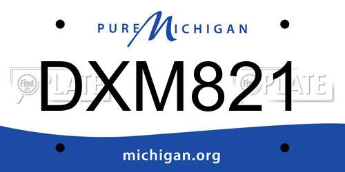 DXM821 Michigan License Plate