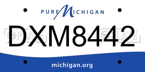 DXM8442 Michigan License Plate