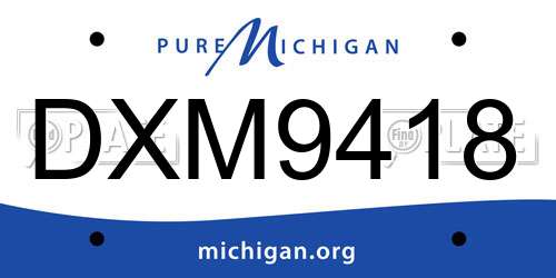 DXM9418 Michigan License Plate