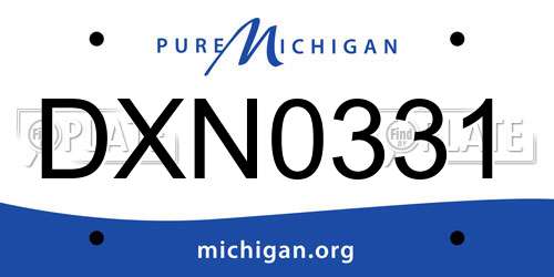 DXN0331 Michigan License Plate