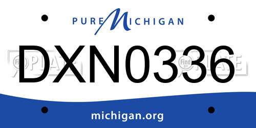 DXN0336 Michigan License Plate