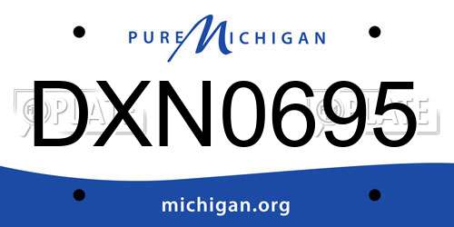 DXN0695 Michigan License Plate