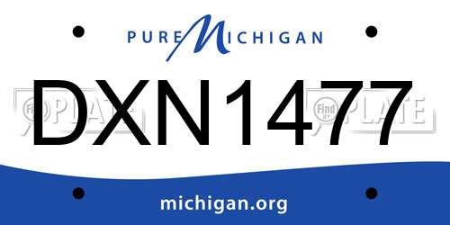 DXN1477 Michigan License Plate