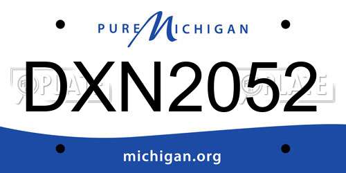 DXN2052 Michigan License Plate