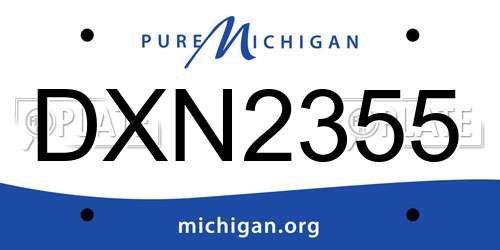 DXN2355 Michigan License Plate