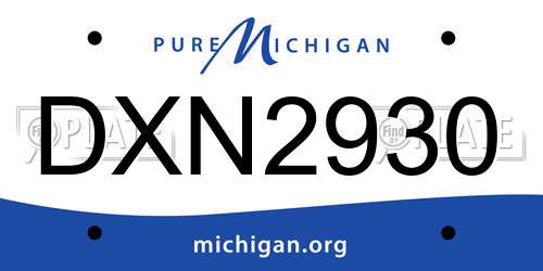 DXN2930 Michigan License Plate