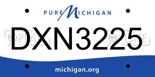 DXN3225 Michigan License Plate