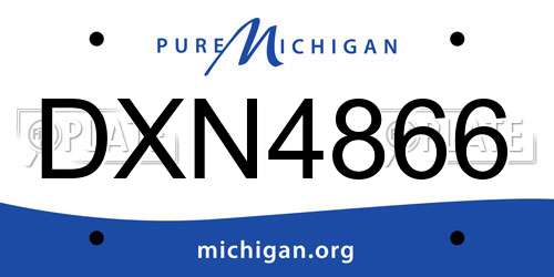 DXN4866 Michigan License Plate