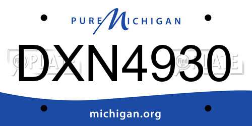 DXN4930 Michigan License Plate