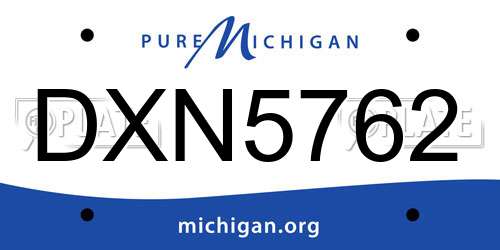 DXN5762 Michigan License Plate