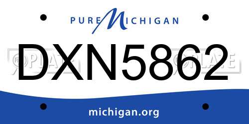 DXN5862 Michigan License Plate