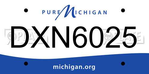 DXN6025 Michigan License Plate