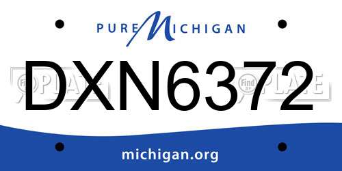 DXN6372 Michigan License Plate