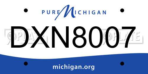DXN8007 Michigan License Plate