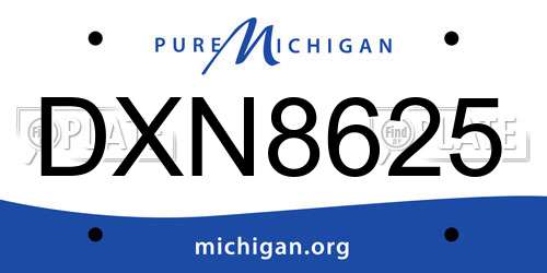 DXN8625 Michigan License Plate