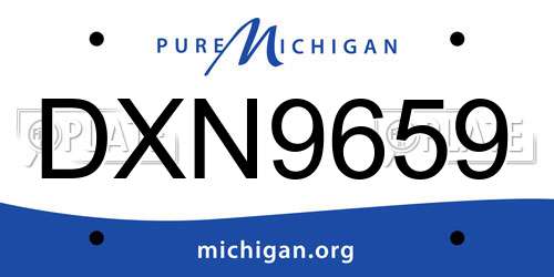 DXN9659 Michigan License Plate
