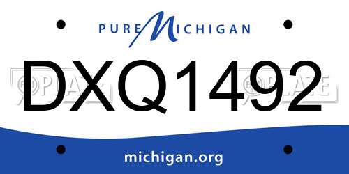 DXQ1492 Michigan License Plate
