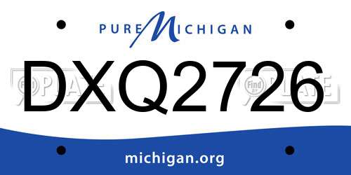 DXQ2726 Michigan License Plate