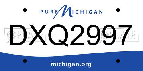 DXQ2997 Michigan License Plate