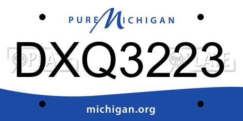 DXQ3223 Michigan License Plate