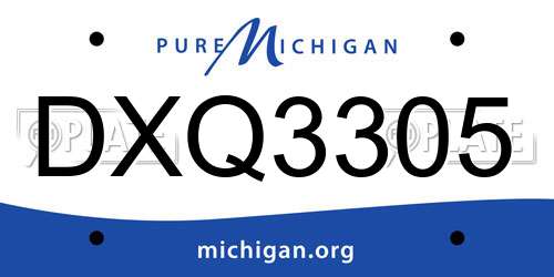 DXQ3305 Michigan License Plate