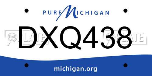 DXQ438 Michigan License Plate