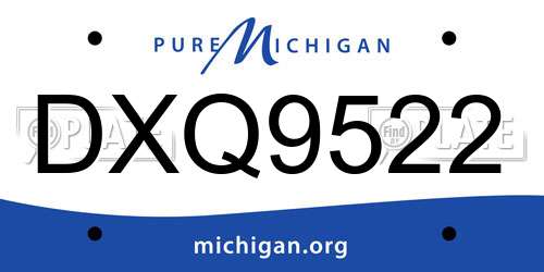 DXQ9522 Michigan License Plate