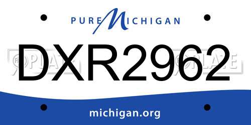 DXR2962 Michigan License Plate