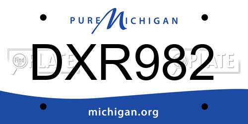 DXR982 Michigan License Plate