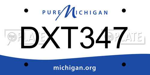 DXT347 Michigan License Plate
