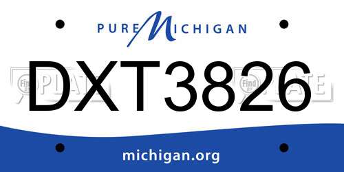 DXT3826 Michigan License Plate