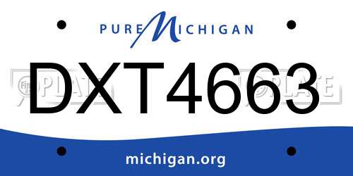 DXT4663 Michigan License Plate
