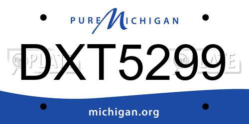 DXT5299 Michigan License Plate