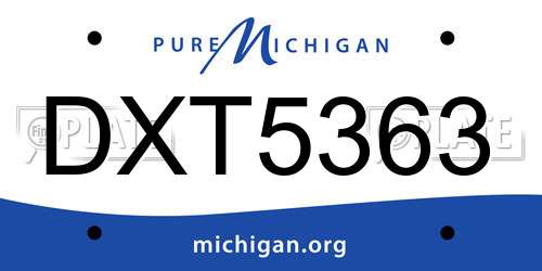 DXT5363 Michigan License Plate