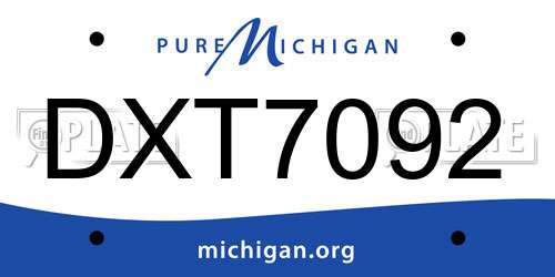 DXT7092 Michigan License Plate