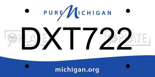 DXT722 Michigan License Plate