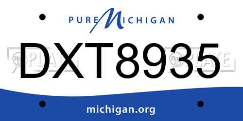 DXT8935 Michigan License Plate