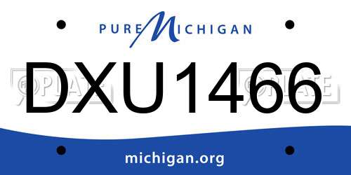 DXU1466 Michigan License Plate