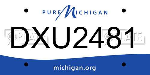 DXU2481 Michigan License Plate