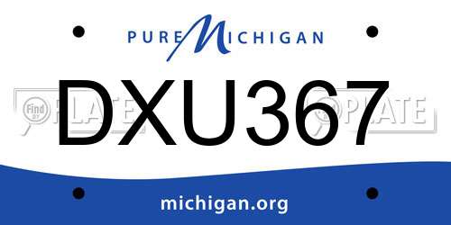 DXU367 Michigan License Plate