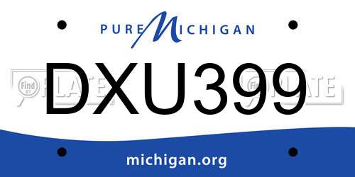 DXU399 Michigan License Plate