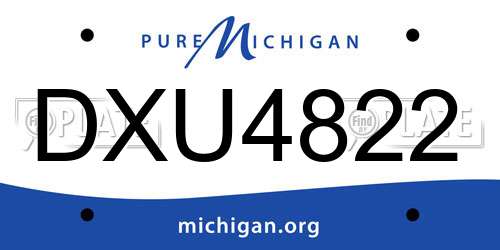 DXU4822 Michigan License Plate