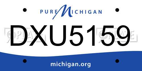 DXU5159 Michigan License Plate