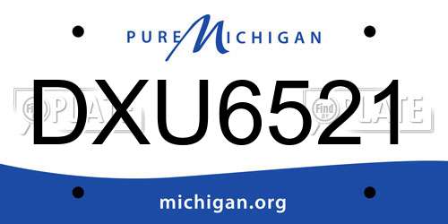 DXU6521 Michigan License Plate