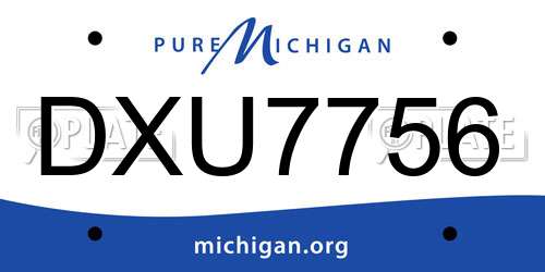 DXU7756 Michigan License Plate