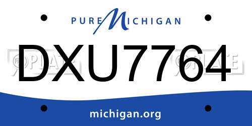 DXU7764 Michigan License Plate