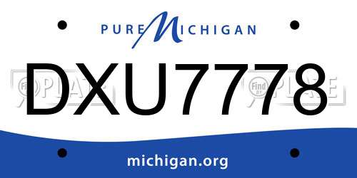 DXU7778 Michigan License Plate
