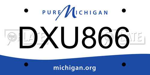 DXU866 Michigan License Plate