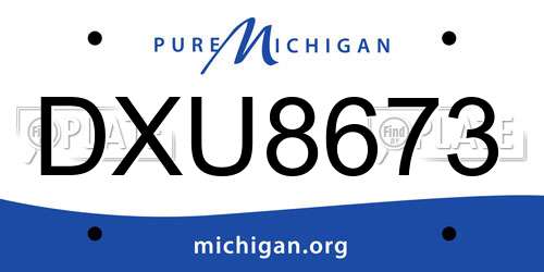 DXU8673 Michigan License Plate