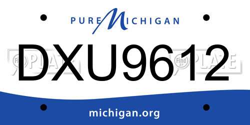 DXU9612 Michigan License Plate